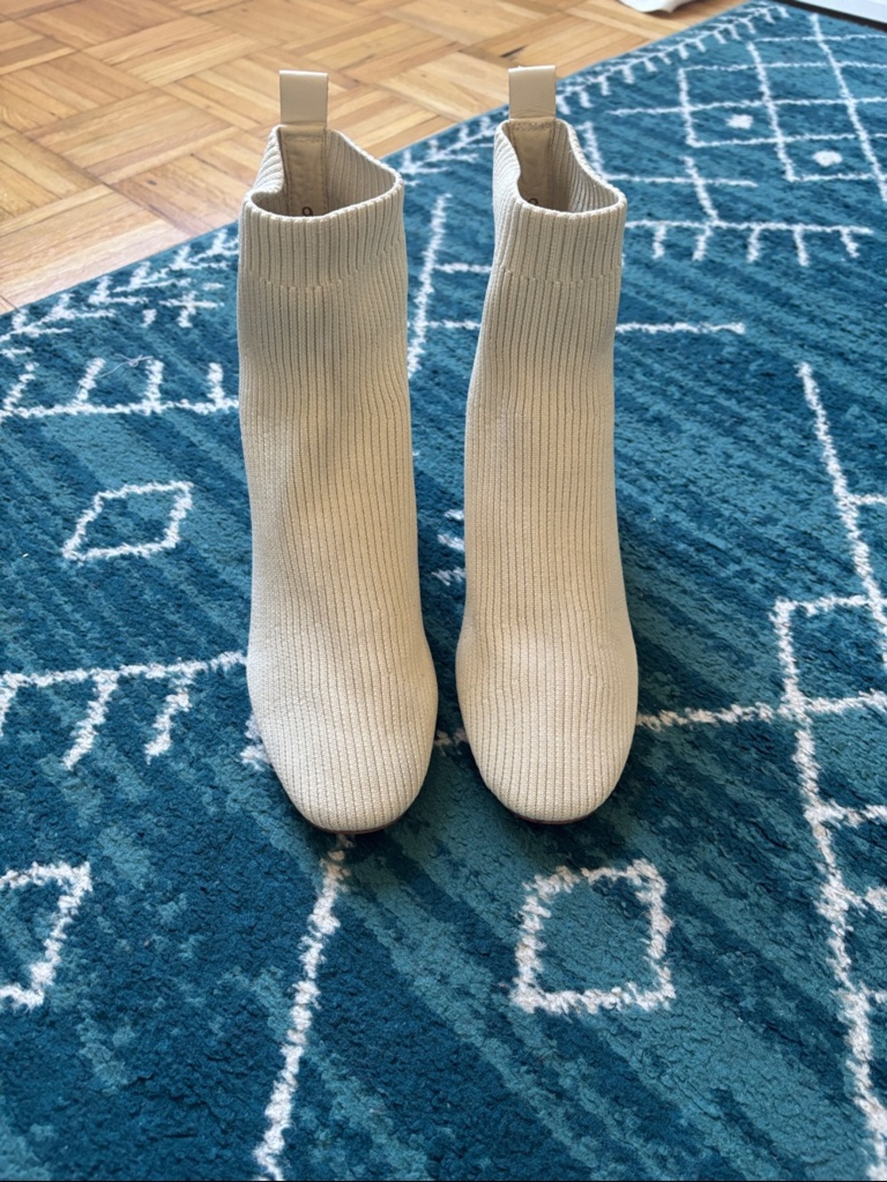 Everlane Cream Knit The Glove Ankle Boots - Block Heel - Picture 3 of 4